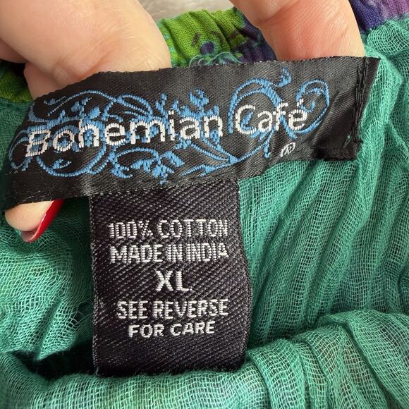 Vtg Y2K XL Maxi Skirt Tiered Gauze Boho Cotton Cottagecore Floral Prairie Gypsy - Picture 4 of 9